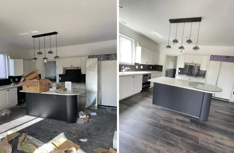 Cuisine après travaux nettoyée